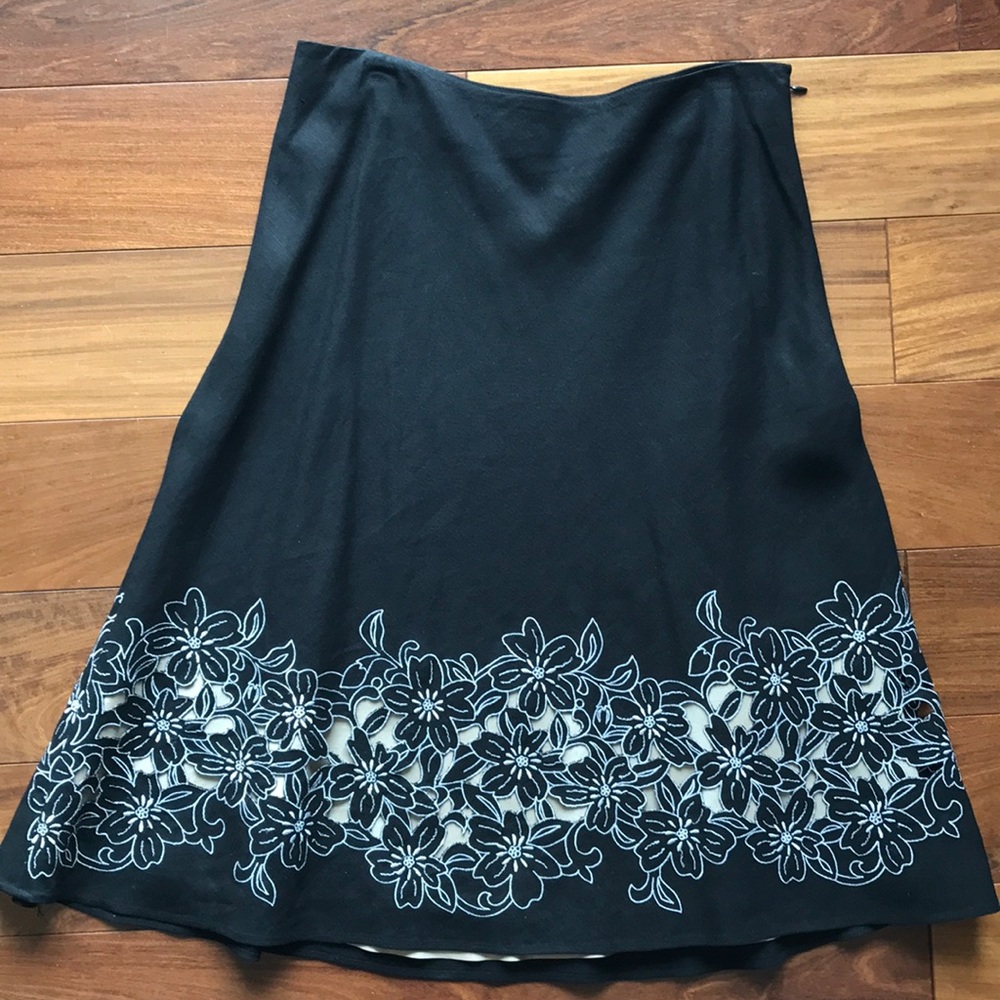 Ann Taylor Loft black skirt with floral pattern